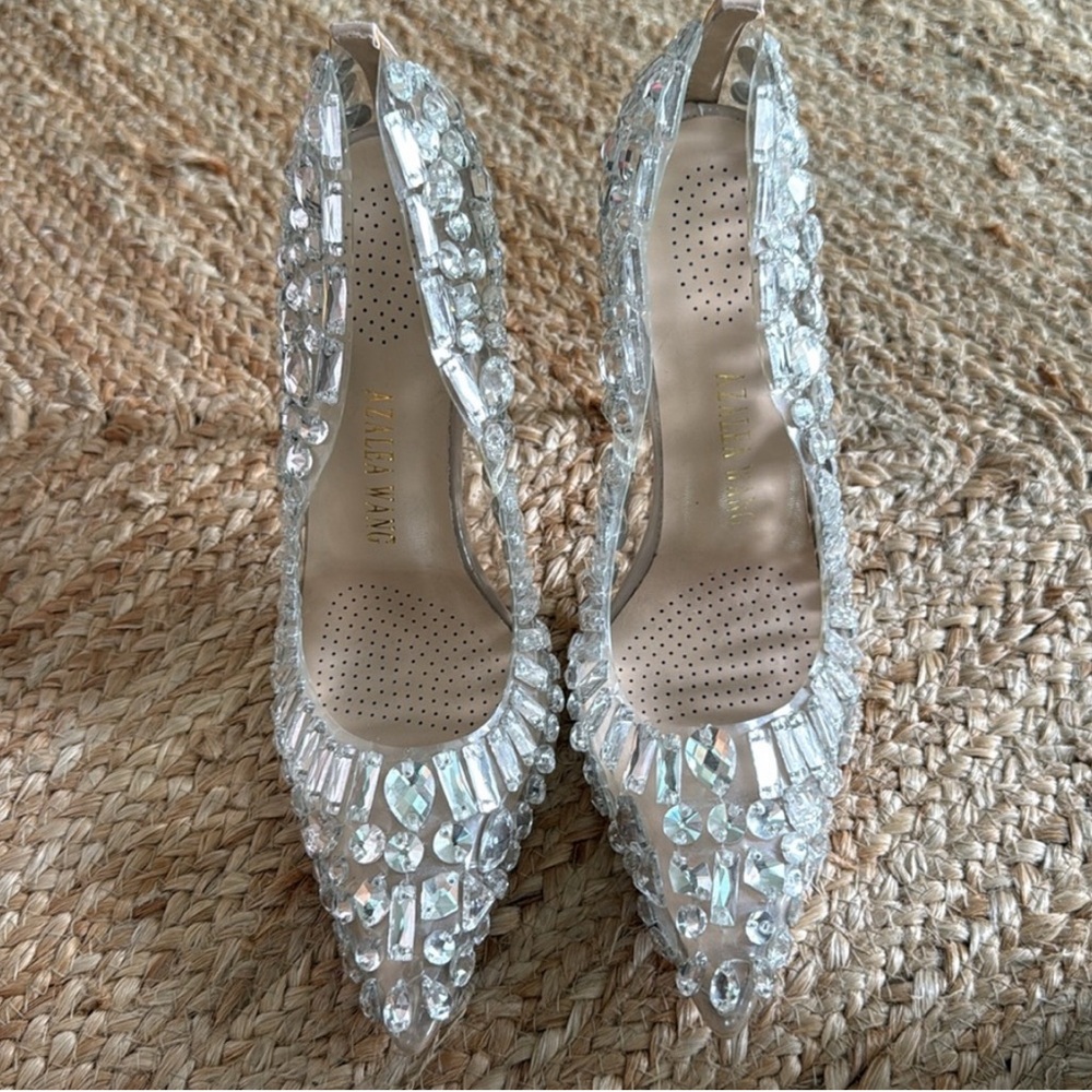 Embellished Clear Crystal Pointed Heels NWOT